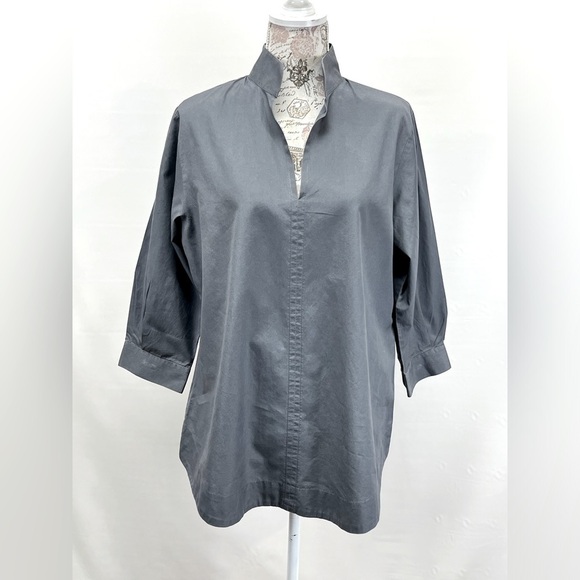 Claridge & King Tops - CLARIDGE & KING Gray mandarin‎ collar tunic top size L